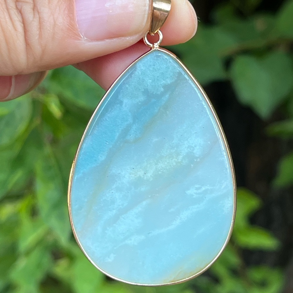 Gold plated stainless steel Carribeean Calcite‎ pendant 1438